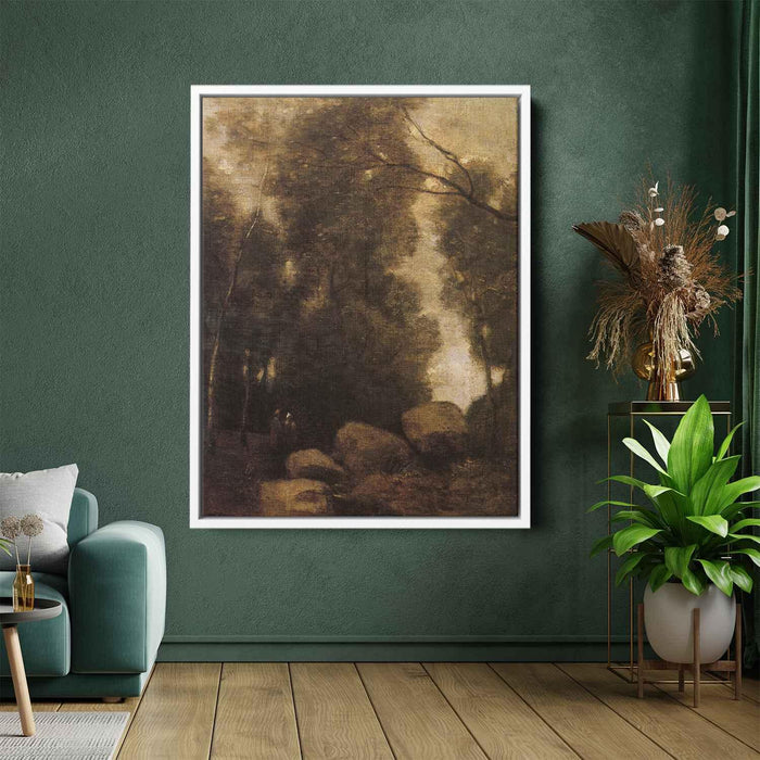 Rocks in a Glade by Camille Corot - Canvas Artwork