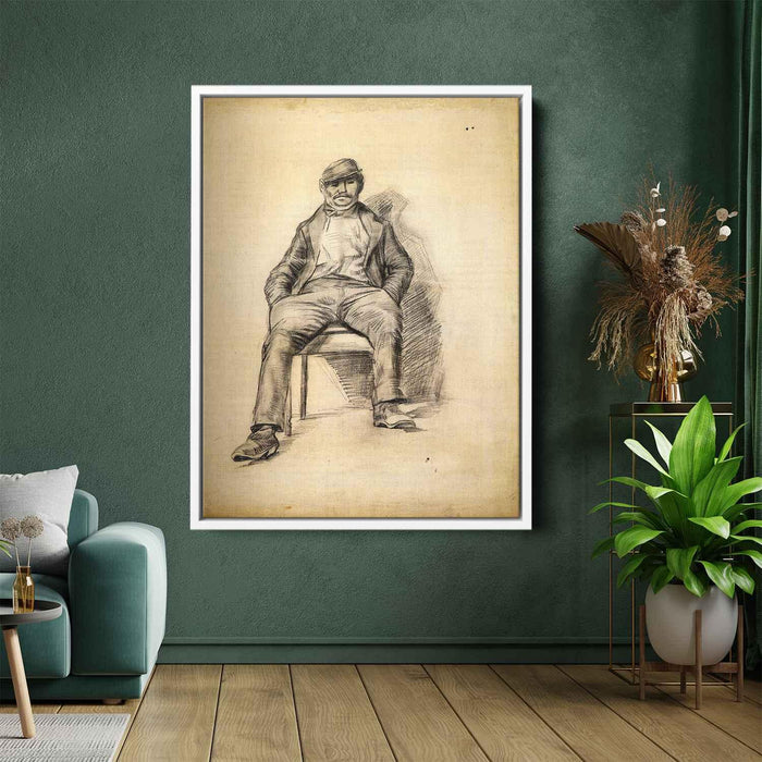 Seated Man with a Moustache and Cap (1886) by Vincent van Gogh - Canvas Artwork