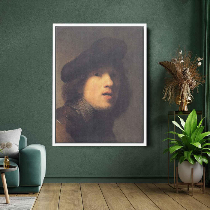 Self-portrait with Gorget and Beret (1629) by Rembrandt - Canvas Artwork
