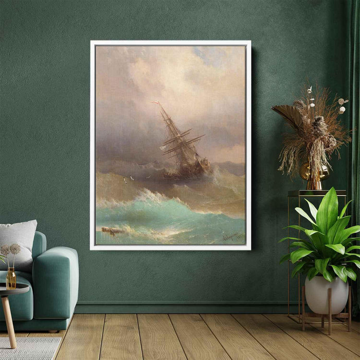 Ship in the Stormy Sea (1887) by Ivan Aivazovsky - Canvas Artwork