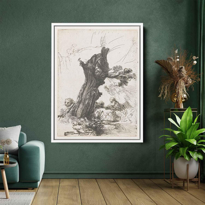 St. Jerome beside a pollard willow (1648) by Rembrandt - Canvas Artwork