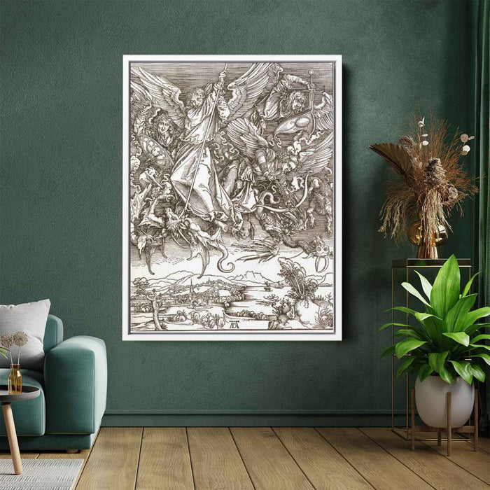 St. Michael and the Dragon, from a Latin edition by Albrecht Durer - Canvas Artwork