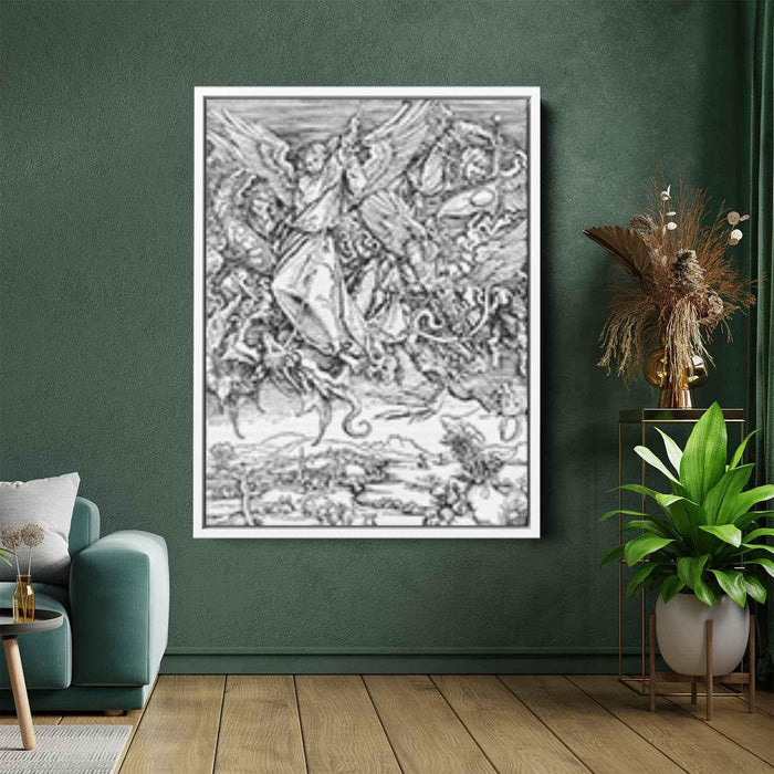 St Michael Fighting the Dragon (1498) by Albrecht Durer - Canvas Artwork