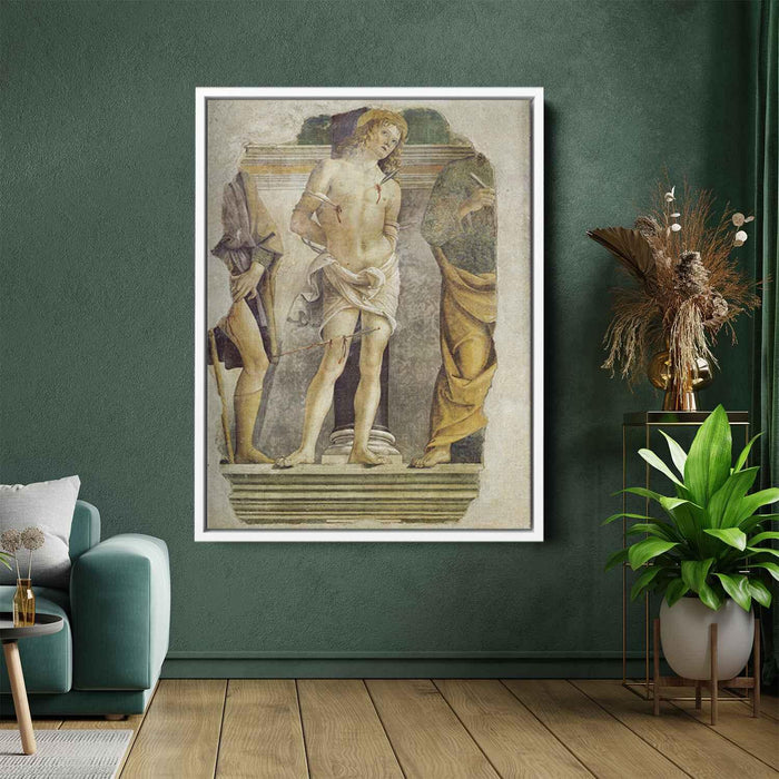 St. Sebastian and pieces of figure of St. Rocco and St. Peter (1478) by Pietro Perugino - Canvas Artwork