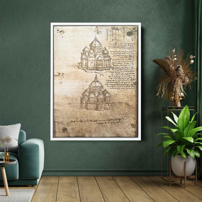 Studies of central plan buildings (1480) by Leonardo da Vinci - Canvas Artwork