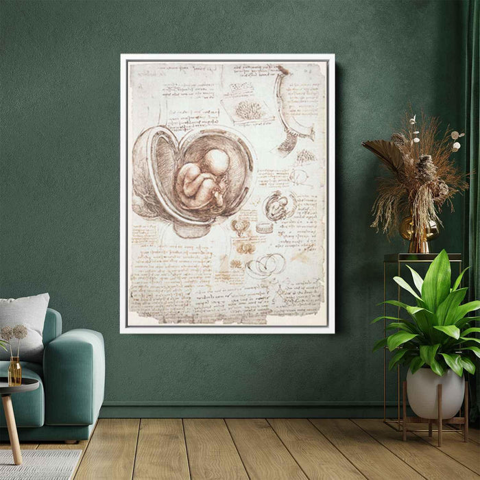 Studies of the foetus in the womb (1513) by Leonardo da Vinci - Canvas Artwork