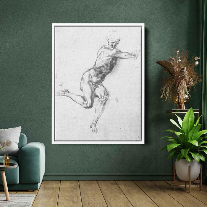 Study of figure to Battle of Cascina"" (1505) by Michelangelo - Canvas Artwork