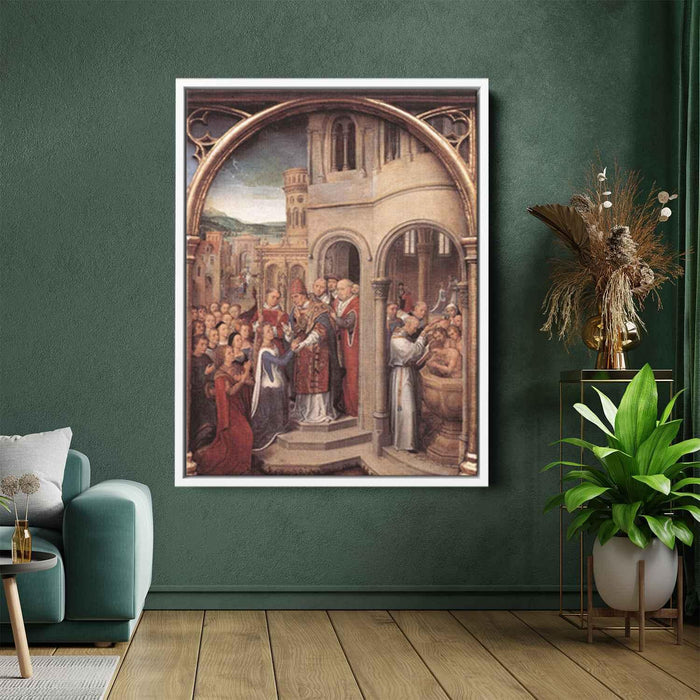 The arrival of St. Ursula and her companions in Rome to meet Pope Cyriacus, from the Reliquary of St. Ursula by Hans Memling - Canvas Artwork