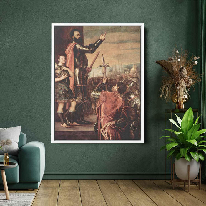 The Marchese del Vasto Addressing his Troops (1541) by Titian - Canvas Artwork