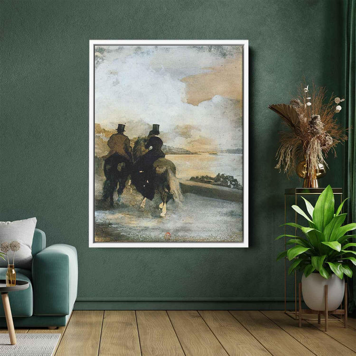 Two Riders by a Lake (1861) by Edgar Degas - Canvas Artwork
