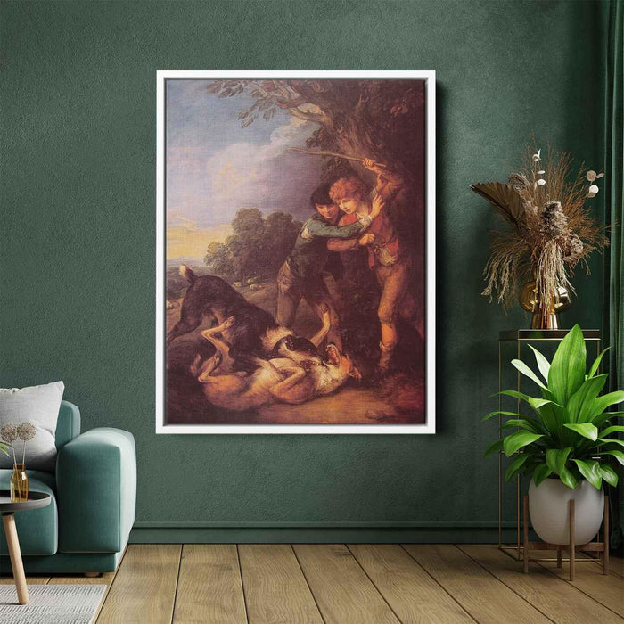 Two Shepherd Boys with Dogs Fighting (1783) by Thomas Gainsborough - Canvas Artwork