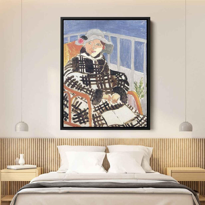 Mlle Matisse in a Scotch Plaid Coat (1918) by Henri Matisse - Canvas Artwork