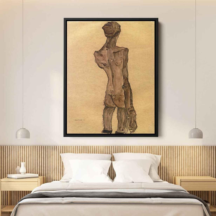 Standing Male Nude, Back View by Egon Schiele - Canvas Artwork