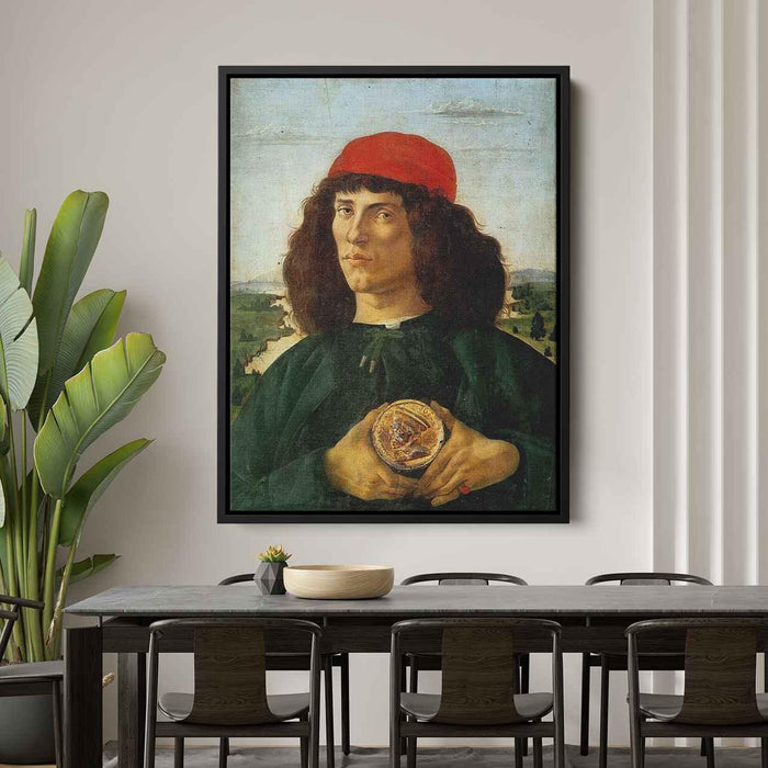 Portrait of a Man with the Medal of Cosimo (1474) by Sandro Botticelli - Canvas Artwork