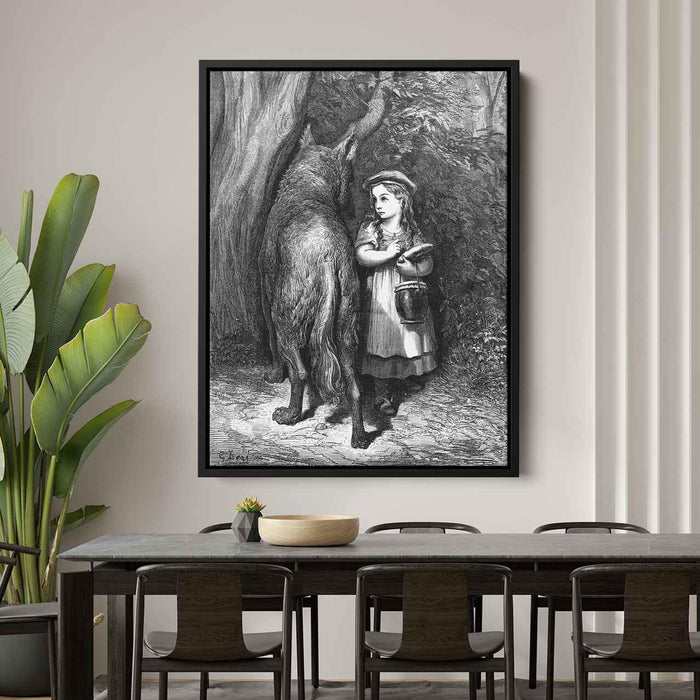 Red Riding Hood meets old Father Wolf by Gustave Dore - Canvas Artwork