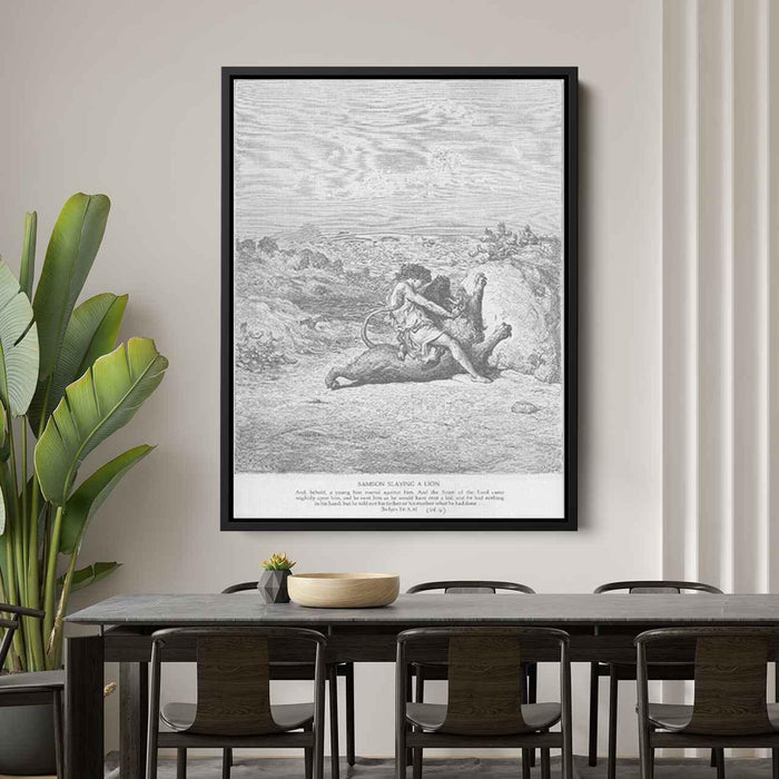 Samson Slays a Lion by Gustave Dore - Canvas Artwork