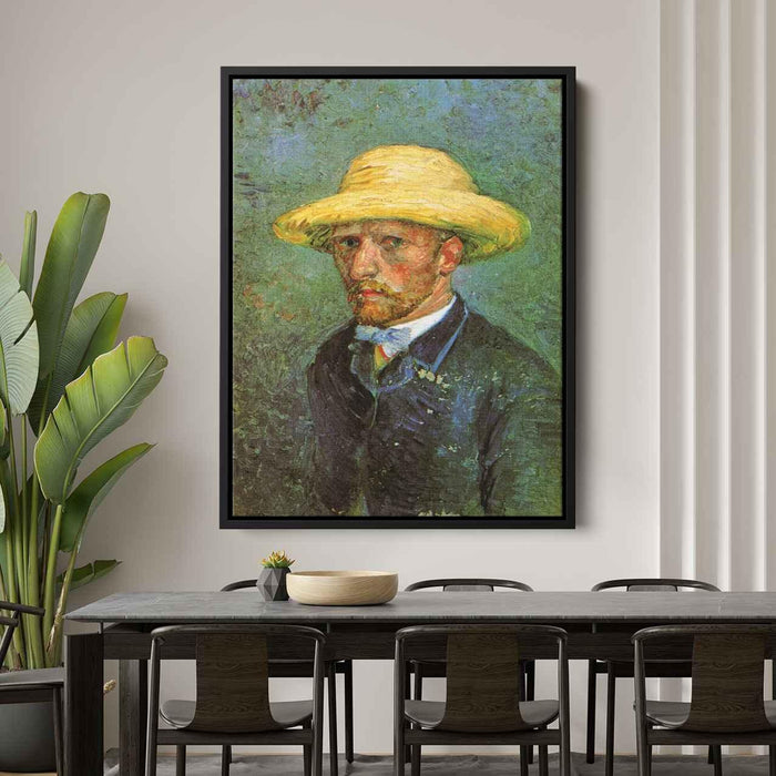 Self-Portrait with Straw Hat (1887) by Vincent van Gogh - Canvas Artwork