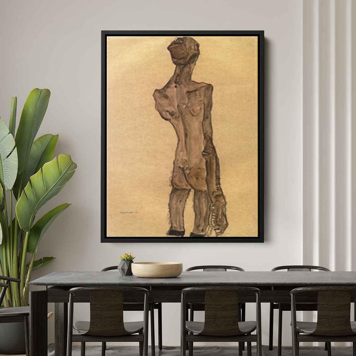 Standing Male Nude, Back View by Egon Schiele - Canvas Artwork