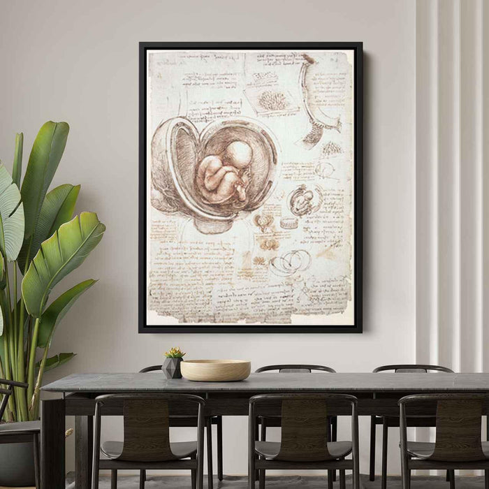 Studies of the foetus in the womb (1513) by Leonardo da Vinci - Canvas Artwork