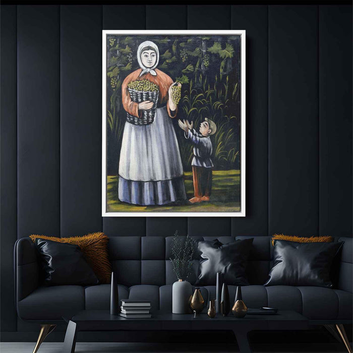 Peasant woman with boy by Niko Pirosmani - Canvas Artwork