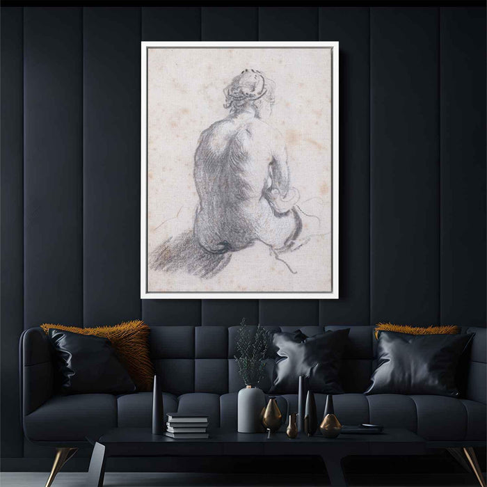 A Study of a Female Nude Seen from the Back (1634) by Rembrandt - Canvas Artwork