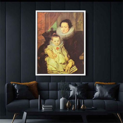 Marie Clarisse, Wife of Jan Woverius, with Their Child by Anthony van Dyck - Canvas Artwork