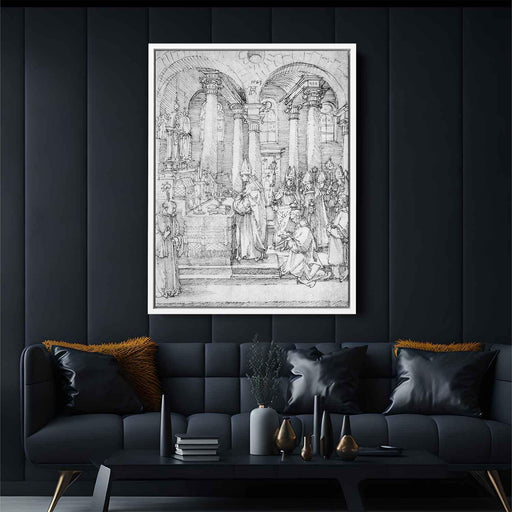 Mass of Cardinal Albrecht of Brandenburg in the Abbey Church Hall (1523) by Albrecht Durer - Canvas Artwork