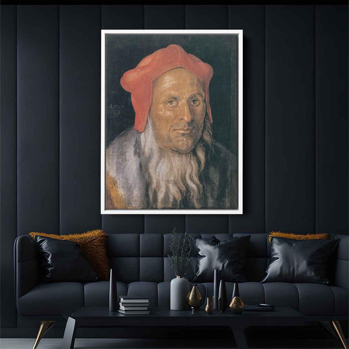 Portrait of a Bearded Man in a Red Hat (1520) by Albrecht Durer - Canvas Artwork