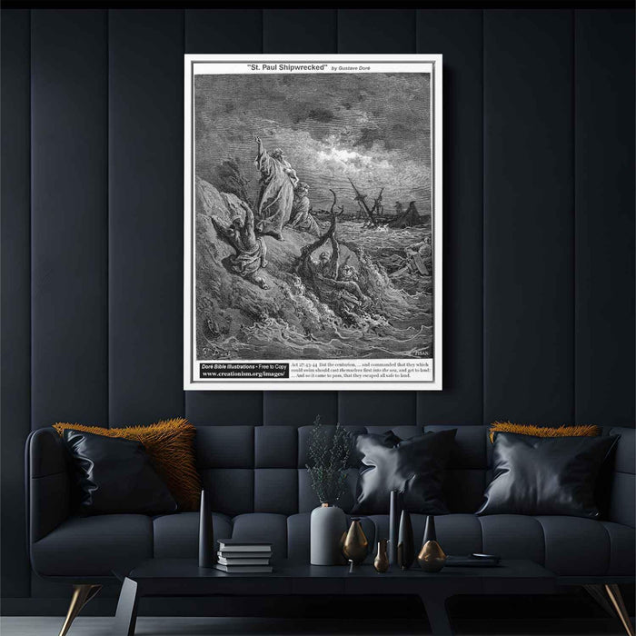 St. Paul Shipwrecked by Gustave Dore - Canvas Artwork