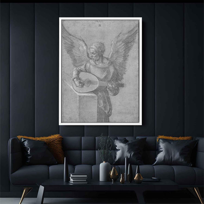 Winged Man In Idealistic Clothing, playing a Lute by Albrecht Durer - Canvas Artwork