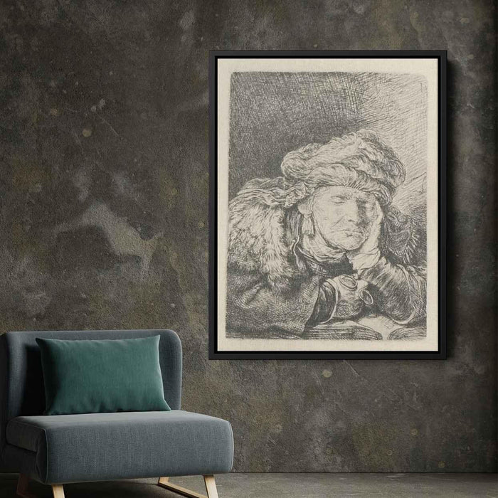 An Old Woman, Sleeping by Rembrandt - Canvas Artwork