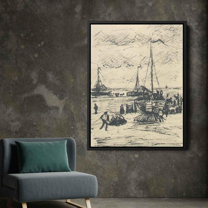 Beach and Boats (1882) by Vincent van Gogh - Canvas Artwork