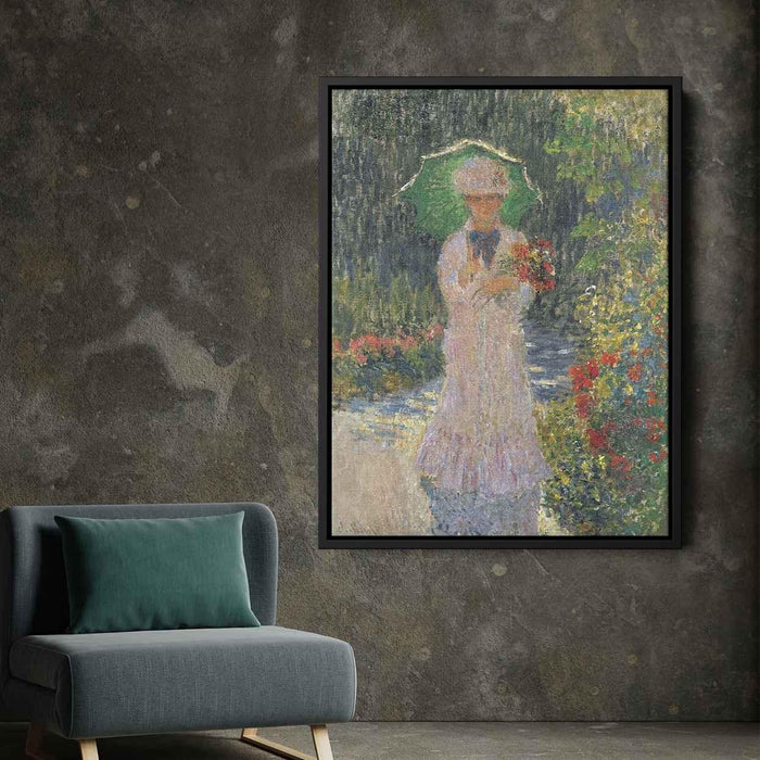 Camille with Green Parasol (1876) by Claude Monet - Canvas Artwork