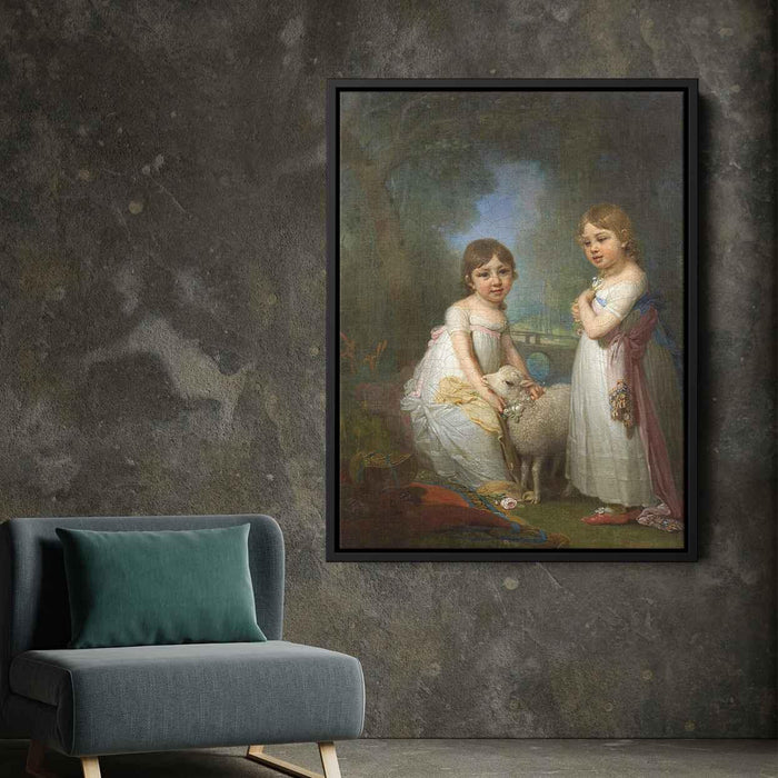 Children with a Lamb by Vladimir Borovikovsky - Canvas Artwork