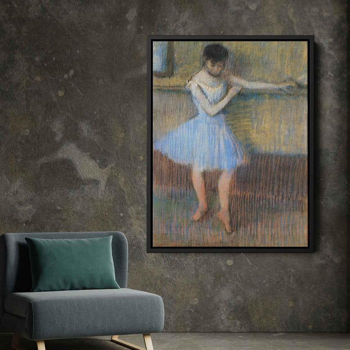 Dancer in Blue at the Barre (1889) by Edgar Degas - Canvas Artwork