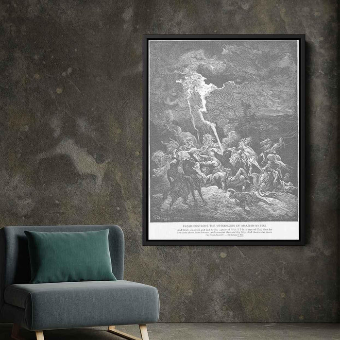 Elijah Destroys the Messengers of Ahaziah by Gustave Dore - Canvas Artwork