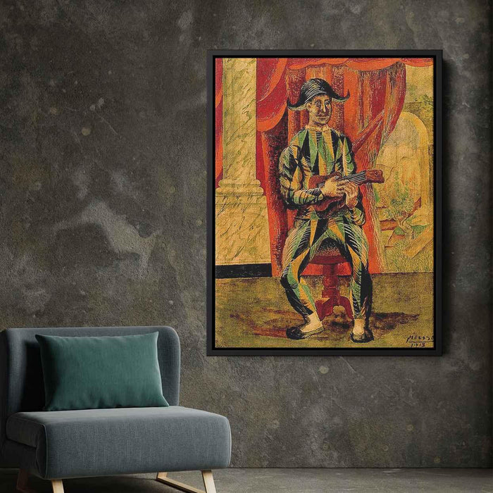 Harlequin with guitar (1918) by Pablo Picasso - Canvas Artwork