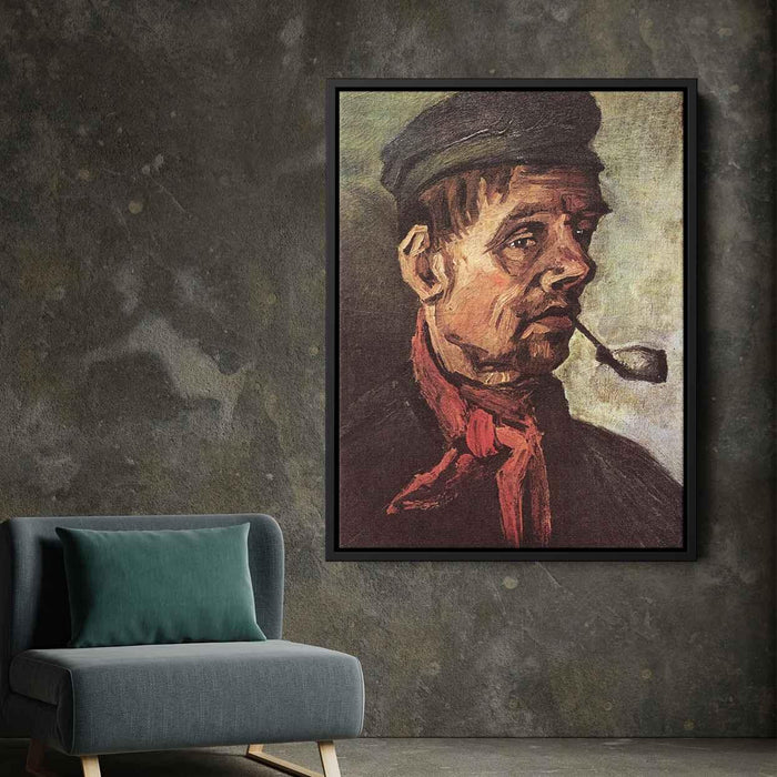 Head of a Peasant with a Pipe (1885) by Vincent van Gogh - Canvas Artwork