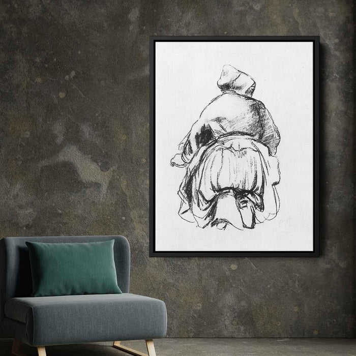 Kneeling woman by Camille Pissarro - Canvas Artwork