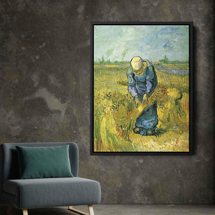 Peasant Woman Binding Sheaves after Millet (1889) by Vincent van Gogh - Canvas Artwork