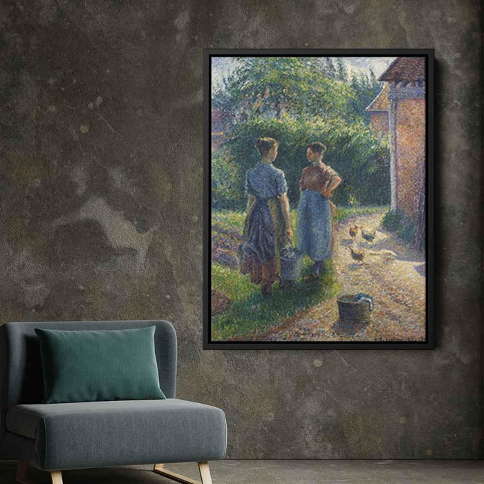 Peasants Chatting in the Farmyard, Eragny by Camille Pissarro - Canvas Artwork