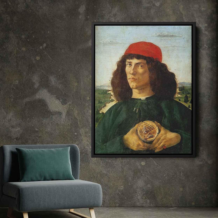 Portrait of a Man with the Medal of Cosimo (1474) by Sandro Botticelli - Canvas Artwork