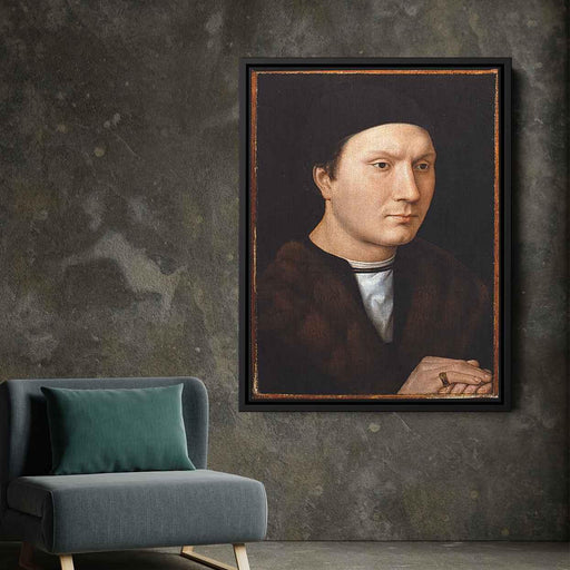 Portrait of an Unknown Man with a Letter (1485) by Hans Memling - Canvas Artwork