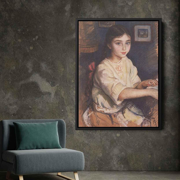 Portrait of O.I. Rybakova in childhood (1923) by Zinaida Serebriakova - Canvas Artwork