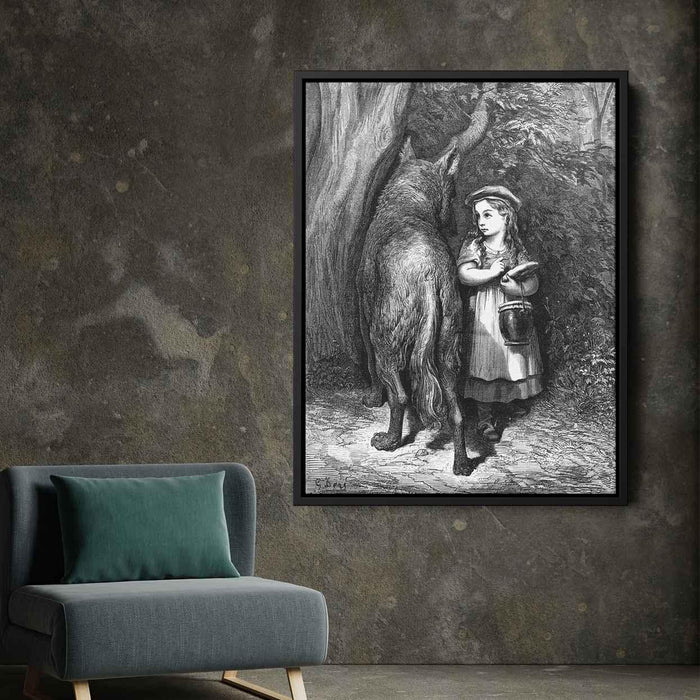 Red Riding Hood meets old Father Wolf by Gustave Dore - Canvas Artwork