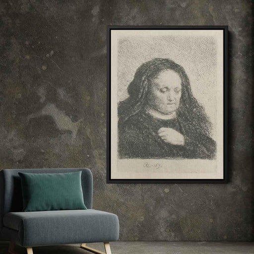 Rembrandt`s Mother in a Black Dress, as Small Upright Print by Rembrandt - Canvas Artwork