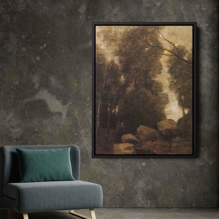 Rocks in a Glade by Camille Corot - Canvas Artwork
