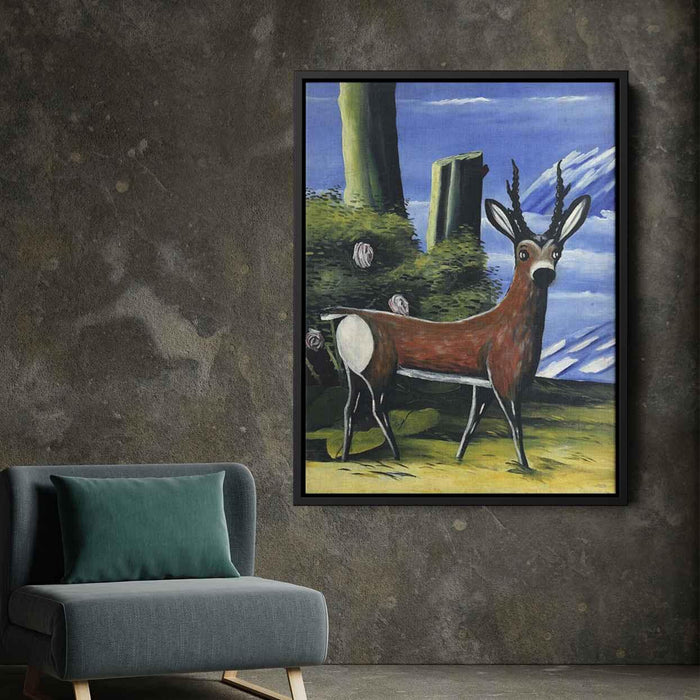 Roe deer with a Landscape in the Background (1913) by Niko Pirosmani - Canvas Artwork