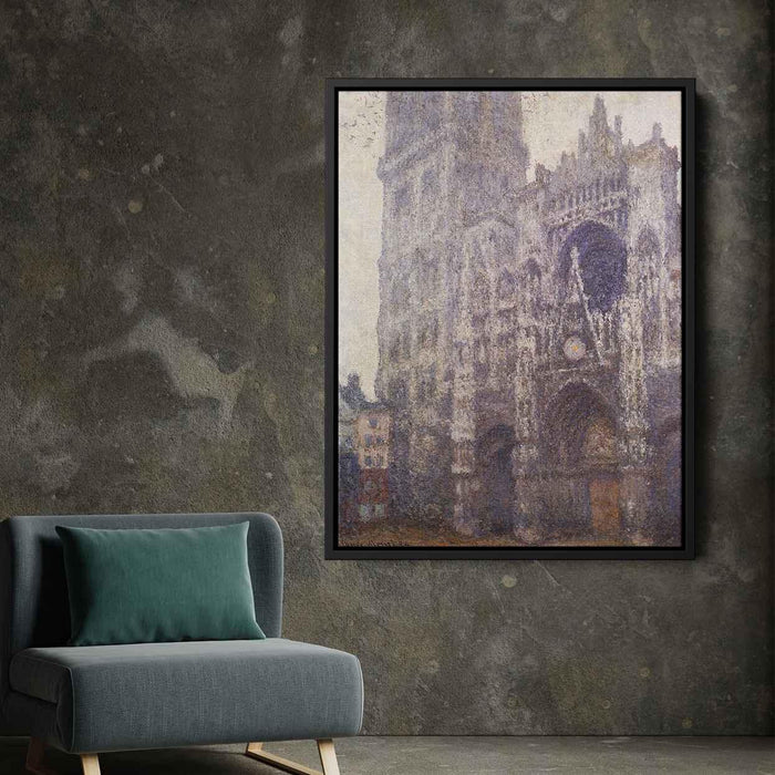 Rouen Cathedral, The Portal and the Tour d'Albene, Grey Weather by Claude Monet - Canvas Artwork