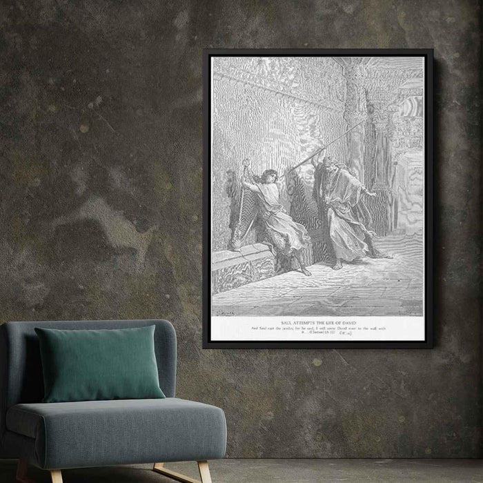 Saul Attempts to Kill David by Gustave Dore - Canvas Artwork